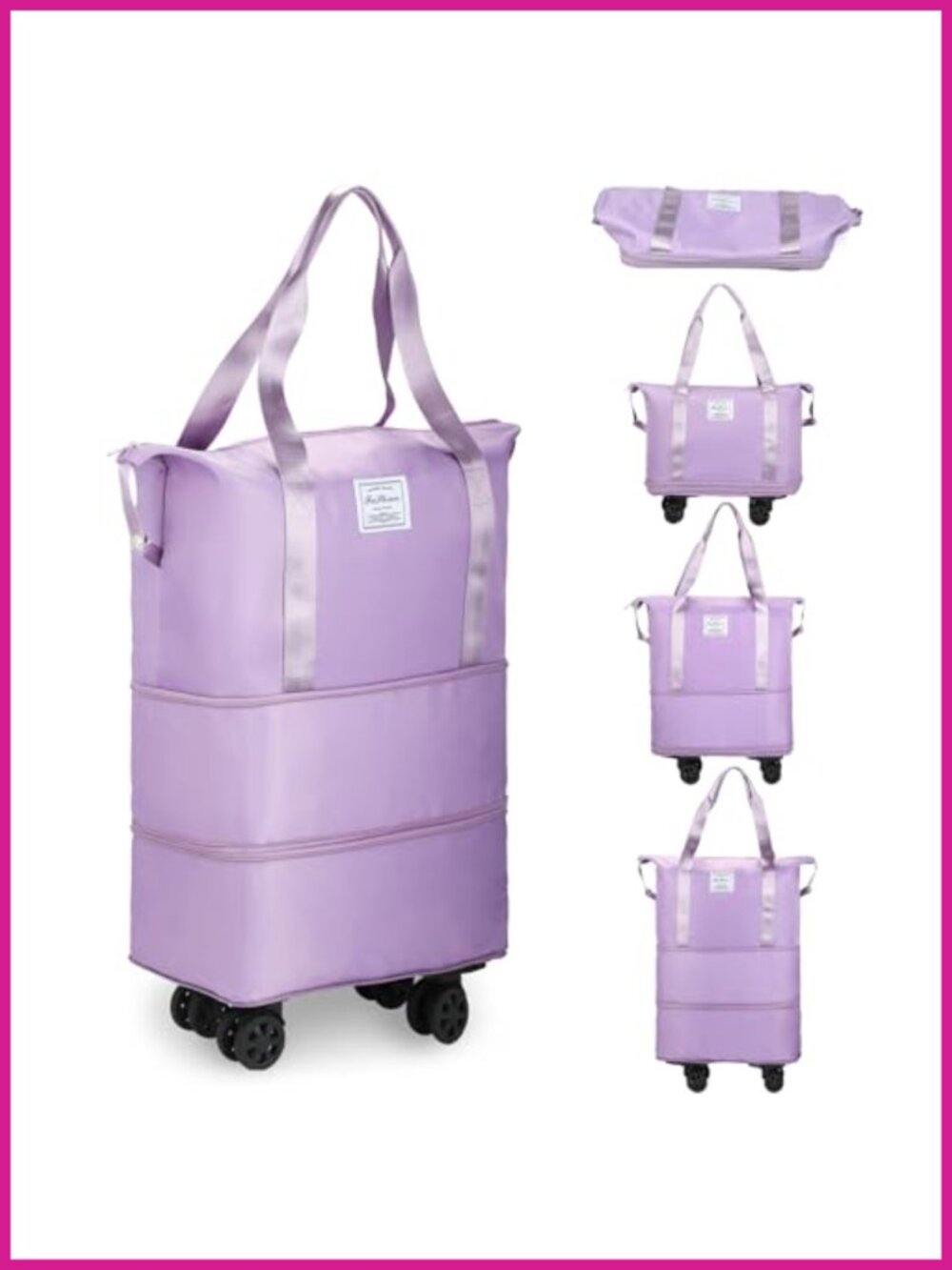 Rolling Duffle Bag Expandable Foldable Carry On 30L Spinner Wheels Weekend